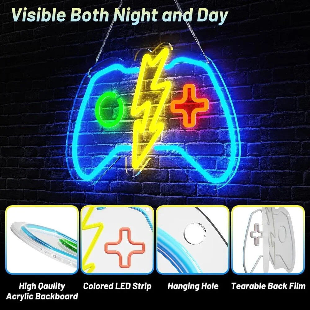 Blue Gaming Neon Sign Dimmable Gamer LED Neon Lights for Video Game Room